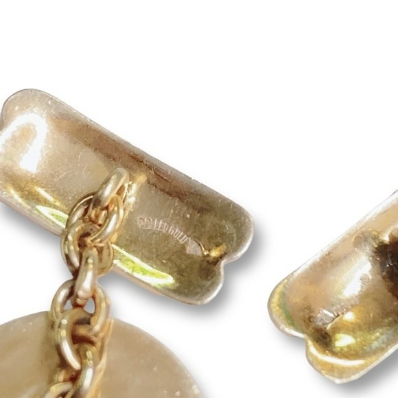 Rolled Gold and Green Stone? Cufflinks - Picture 3 of 4